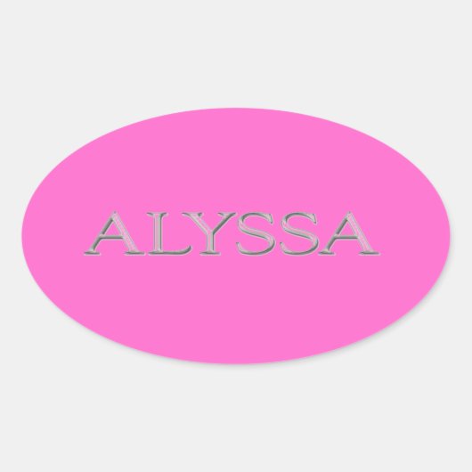 Alyssa - Aangepast verhoogde lettertekens Ovale Sticker (Voorkant)