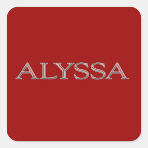Alyssa - Aangepast verhoogde lettertekens Vierkante Sticker