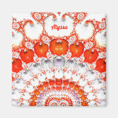ALYSSA ~ Abstract patroon ~ Rood Sinaasappel Wit~ Magneet (Voorkant)