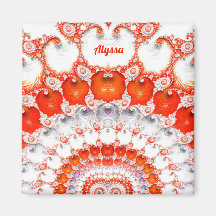 ALYSSA ~ Abstract patroon ~ Rood Sinaasappel Wit~