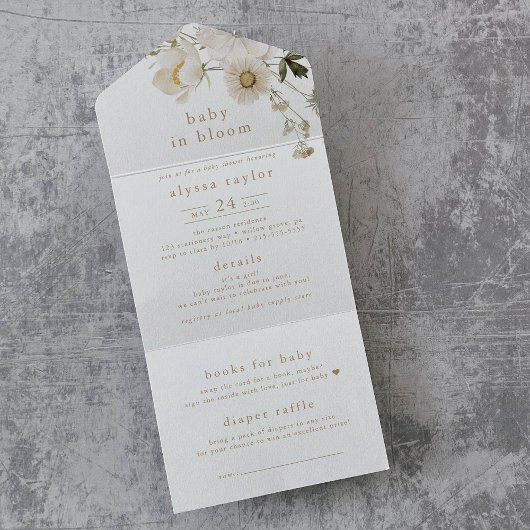 ALYSSA Baby In Bloom Diaper Raffle Baby shower All In One Uitnodiging