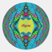 ALYSSA ~ Black Pink Blue and Yellow Fractal ~