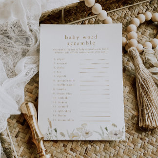 ALYSSA Boho Bloem Baby shower Woord Scramble Game Kaart
