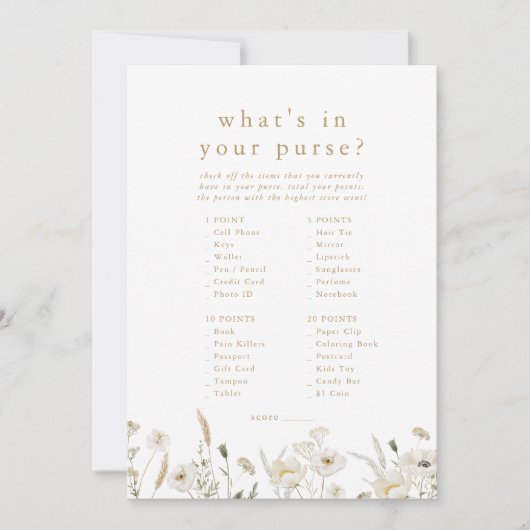 ALYSSA Boho Flower Wat zit er in je tas spel Kaart (Voorkant)