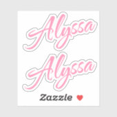 Alyssa Decoratieve Naam in Roze x2 Sticker (Vel)