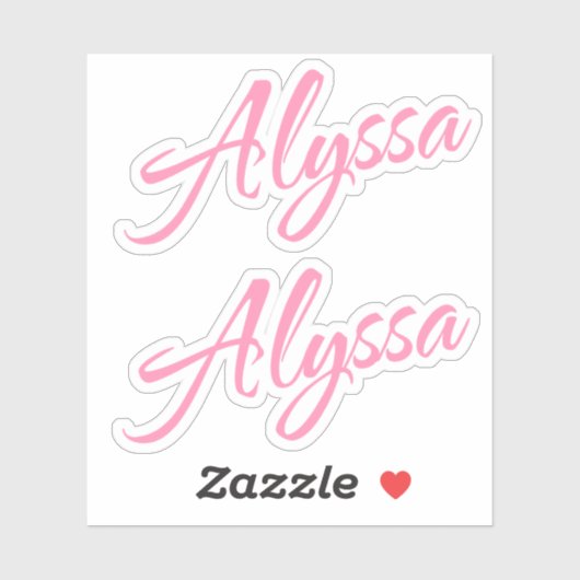 Alyssa Decoratieve Naam in Roze x2 Sticker (Vel)