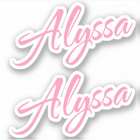 Alyssa Decoratieve Naam in Roze x2 Sticker (Voorkant)