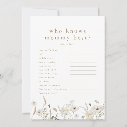 ALYSSA die kent mama beste Baby shower spel Kaart (Voorkant)