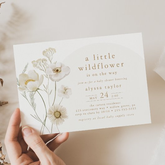ALYSSA Floral Boho Little Wildflower Baby shower Kaart