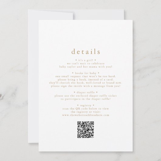 ALYSSA Floral QR Flower Baby in bloei Baby shower Kaart (Achterkant)