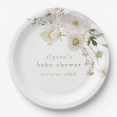 ALYSSA Floral Summer Chic Boho Flower Baby shower Papieren Bordje (Voorkant)