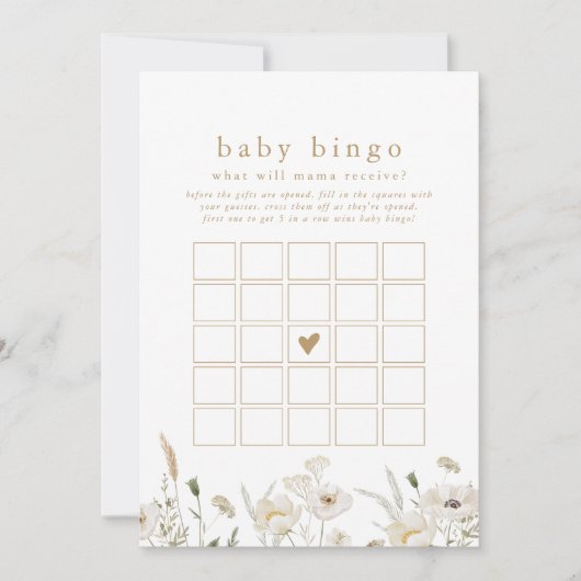 ALYSSA Flower Baby Bingo Baby shower Game Kaart (Voorkant)