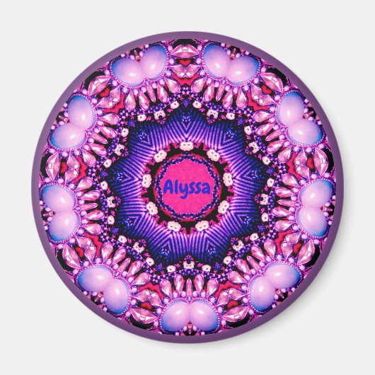 ALYSSA ~ Gepersonaliseerde Pareltjes Patroon fract Magneet (Voorkant)