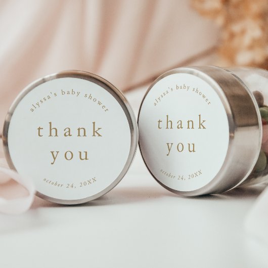ALYSSA Gold Uniek Eenvoudig Baby shower Bedankt Ronde Sticker
