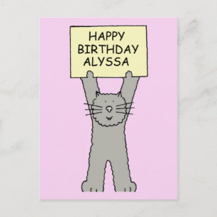 Alyssa Happy Birthday Cartoon Cat Briefkaart