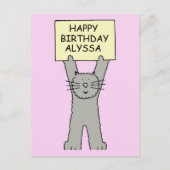 Alyssa Happy Birthday Cartoon Cat Briefkaart (Voorkant)