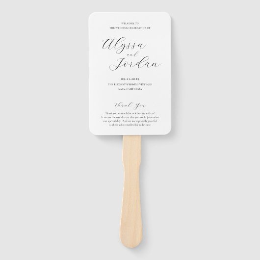 Alyssa kalligrafie Elegant bruiloft programma Handwaaier (Voorkant)