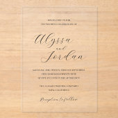 Alyssa kalligrafie typografie Elegante bruiloft Acryl Uitnodigingen (Voorkant)