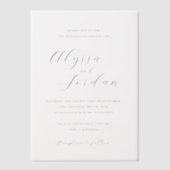 Alyssa kalligrafie typografie Elegante bruiloft Vellum Uitnodigingen (Voorkant)