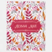 Alyssa Mae Hand getekend Roze en Sinaasappel gebla Fleece Deken (Voorkant)