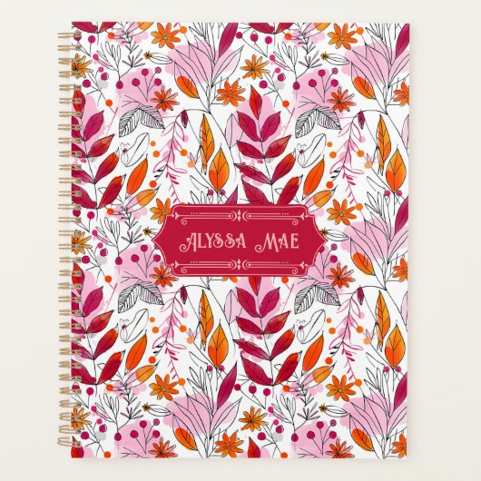 Alyssa Mae Hand getekend Roze en Sinaasappel gebla Planner (Voorkant)