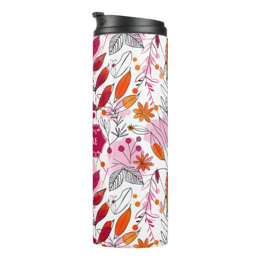Alyssa Mae Hand getekend Roze en Sinaasappel gebla Thermosbeker (Geroteerd rechts)