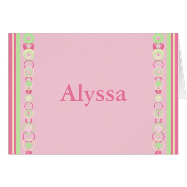 Alyssa roze moderne cirkelkaart (Voorkant Horizontaal)