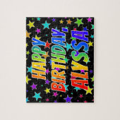 "ALYSSA" voornaam, geun "HAPPY BIRTHDAY" Legpuzzel (Verticaal)