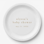ALYSSA Wit Goud Boho Modern Eenvoudig Baby shower Papieren Bordje (Voorkant)