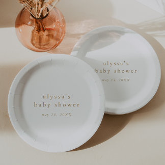 ALYSSA Wit Goud Boho Modern Eenvoudig Baby shower Papieren Bordje