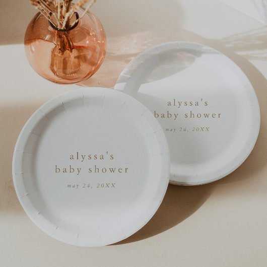 ALYSSA Wit Goud Boho Modern Eenvoudig Baby shower Papieren Bordje