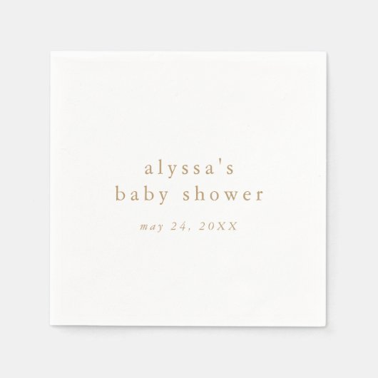 ALYSSA Wit Goud Boho Rustiek Eenvoudig Baby shower Servet (Voorkant)