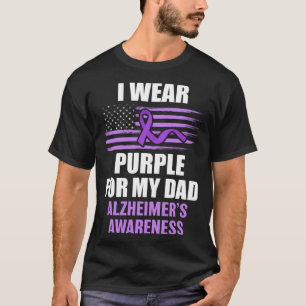 Alz Ik draag Paarse voor mijn vader Alzheimer Ziek T-shirt