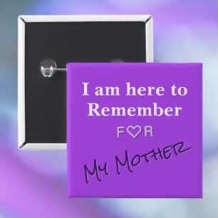 ALZ Paarse Alzheimers Disease Awareness Caregivers Vierkante Button 5,1 Cm