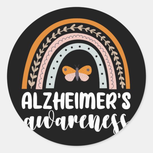 Alzheimer's Bewustzijn Dementie Rainbow Butter Ronde Sticker (Voorkant)