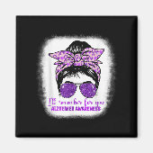 Alzheimer&#39;s Bewustzijn Messy Bun Paarse Dement Magneet (Voorkant)