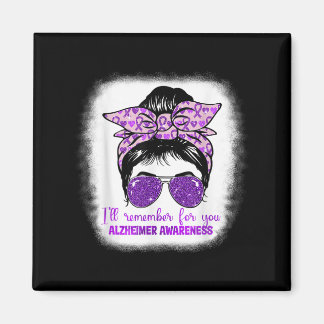 Alzheimer&#39;s Bewustzijn Messy Bun Paarse Dement Magneet