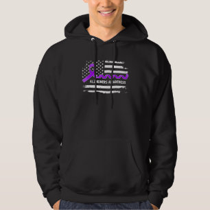 Alzheimer Awareness Amerikaanse Vlag   Paarse Lint Hoodie