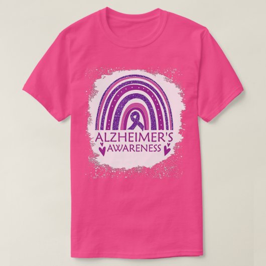Alzheimer Awareness Bleaching Rainbow Paars Ribbo T-shirt (Design voorkant)