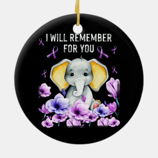 Alzheimer Awareness Cute Elephant Keramisch Ornament (Achterkant)