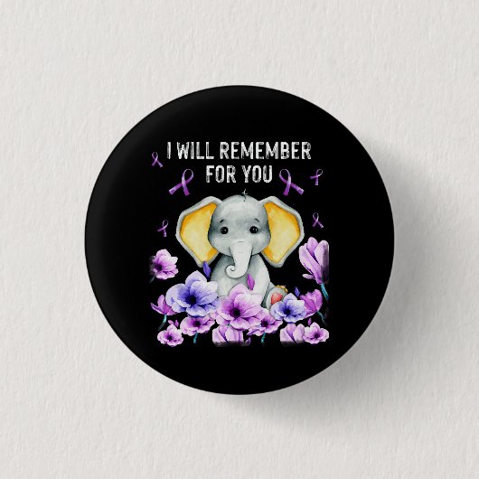 Alzheimer Awareness Cute Elephant Ronde Button 3,2 Cm (Voorkant)