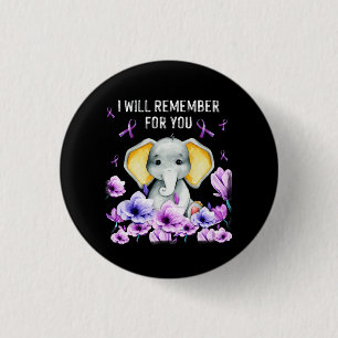 Alzheimer Awareness Cute Elephant Ronde Button 3,2 Cm