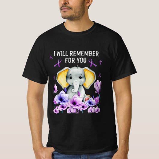 Alzheimer Awareness Cute Elephant T-shirt (Voorkant)