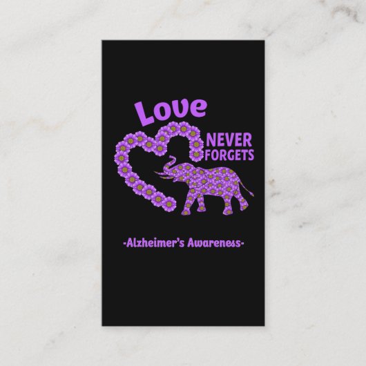 Alzheimer Awareness Elefant Love Daisy Heart Visitekaartje (Voorkant)