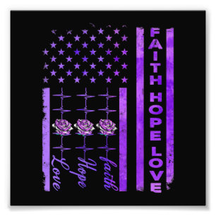 Alzheimer Awareness Faith Hope Love Paars Foto Afdruk