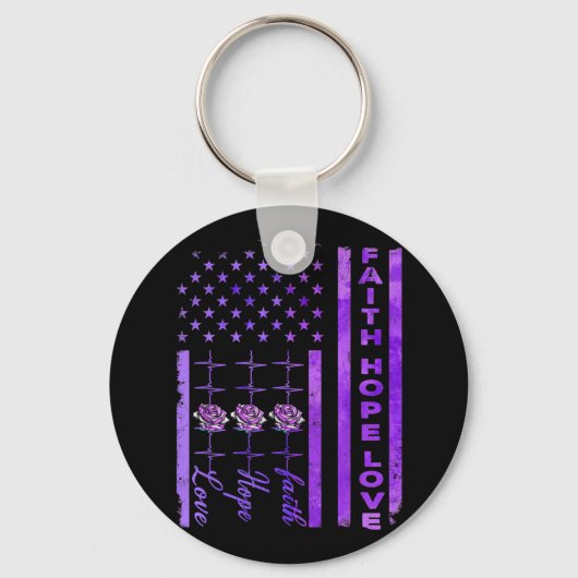 Alzheimer Awareness Faith Hope Love Paars Sleutelhanger (Voorkant)