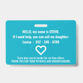Alzheimer Awareness ID geduld pvc badge (Achterkant)
