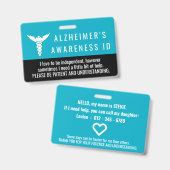 Alzheimer Awareness ID geduld pvc badge (Voor- en achterkant)