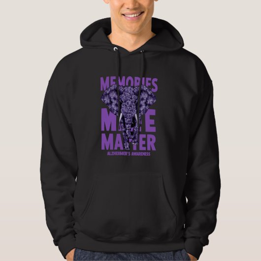 Alzheimer Awareness Memories Matter Paarse Elepha Hoodie (Voorkant)