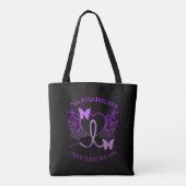 Alzheimer Awareness Paarse Butterflies Canvas tas (Achterkant)